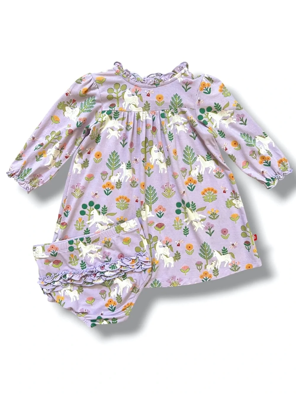 Magnetic Me Folk Magic Ruffled Dress Diaper Cover Set 12-18M Purple Unicorn